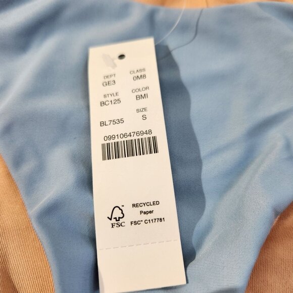 J Crew Blue Curved Waist Cheeky Bikini Bottom BC125 New With Tags Womens Size S - Picture 6 of 16